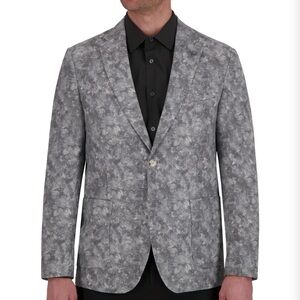 Report Collection Modern Fit Single Breasted Sport Coat in Grey Pattern